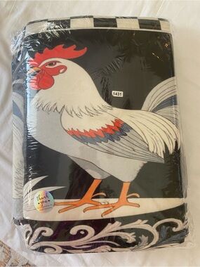 Rooster Graphic Door Mat - Black, White & Red